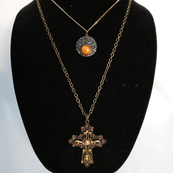 Marbled Boho Style Cross Necklace - Picture 1 of 4